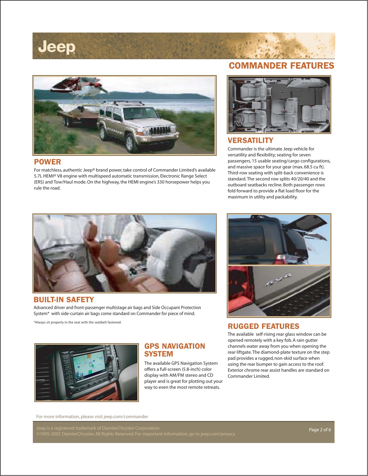 2006 Jeep Commander Brochure Page 2